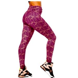 All That Glitters Is Zumba High Waisted Ruched Leggings Color: Plum Size: XS